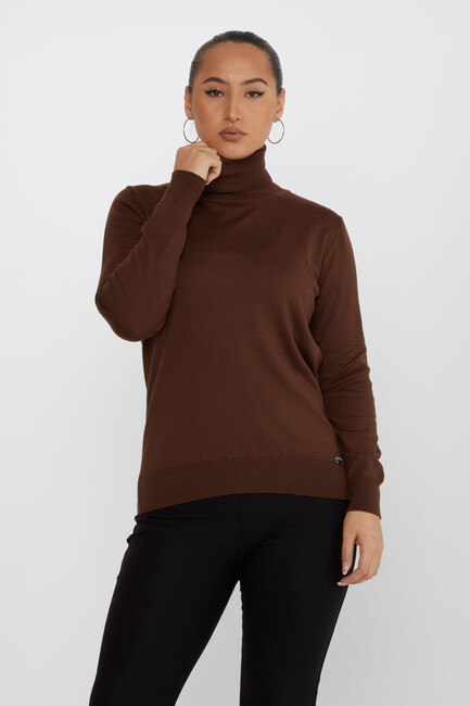 Women's Knitwear Basic Turtleneck Brown - 11122 | KAZEE - Thumbnail