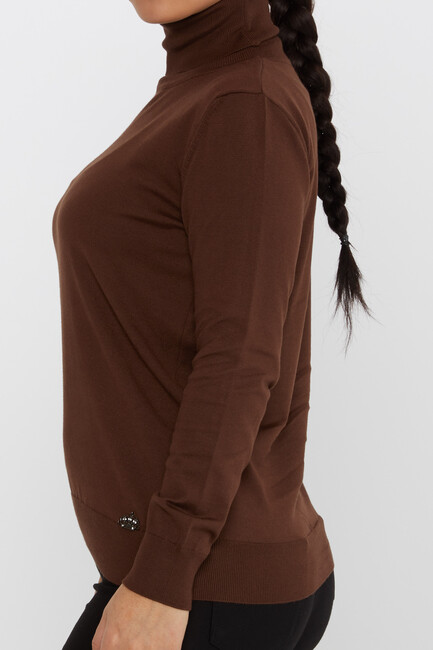 Women's Knitwear Basic Turtleneck Brown - 11122 | KAZEE - Thumbnail