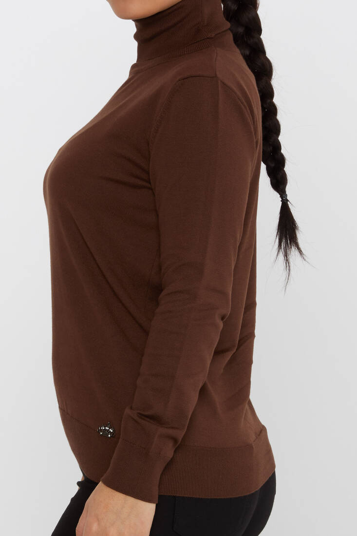 Women's Knitwear Basic Turtleneck Brown - 11122 | KAZEE