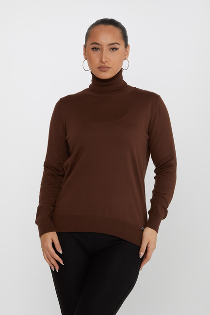 Women's Knitwear Basic Turtleneck Brown - 11122 | KAZEE - Thumbnail