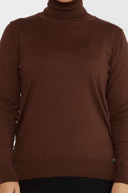 Women's Knitwear Basic Turtleneck Brown - 11122 | KAZEE - Thumbnail