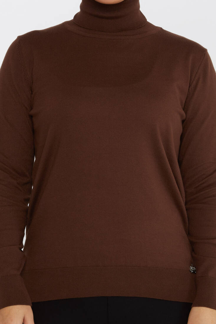 Women's Knitwear Basic Turtleneck Brown - 11122 | KAZEE