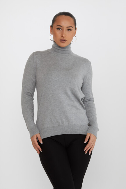 Women's Knitwear Basic Turtleneck Gray - 11122 | KAZEE - Thumbnail