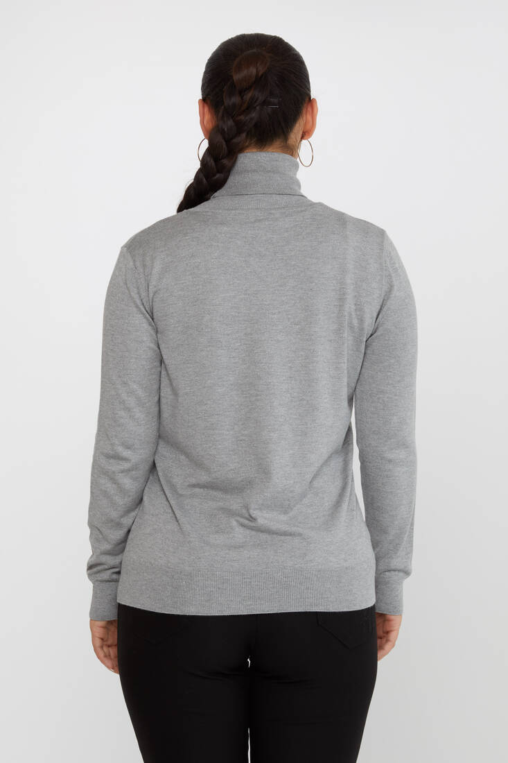 Women's Knitwear Basic Turtleneck Gray - 11122 | KAZEE