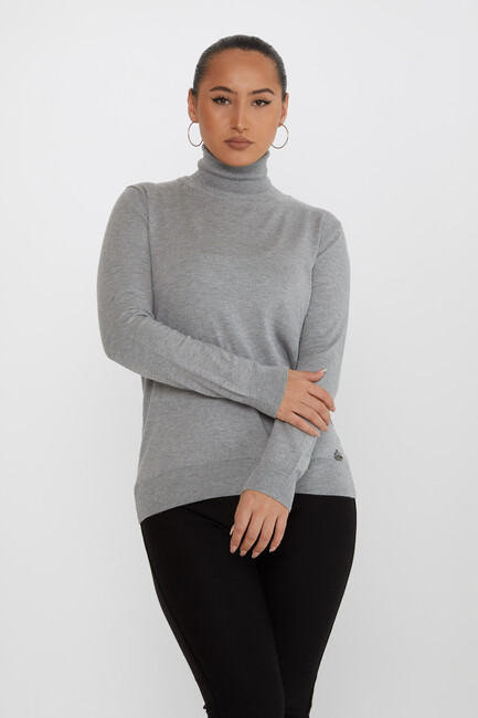 Women's Knitwear Basic Turtleneck Gray - 11122 | KAZEE - Thumbnail