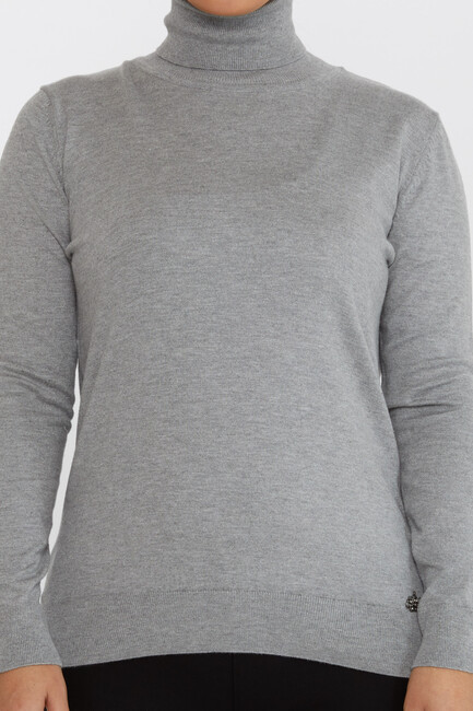 Women's Knitwear Basic Turtleneck Gray - 11122 | KAZEE - Thumbnail