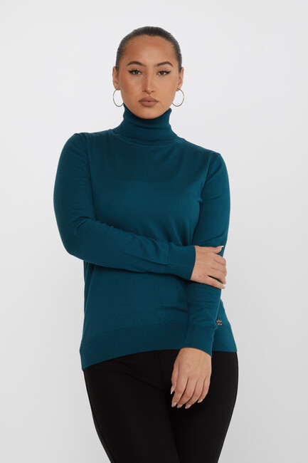 Women's Knitwear Basic Turtleneck Petrol - 11122 | KAZEE - Thumbnail