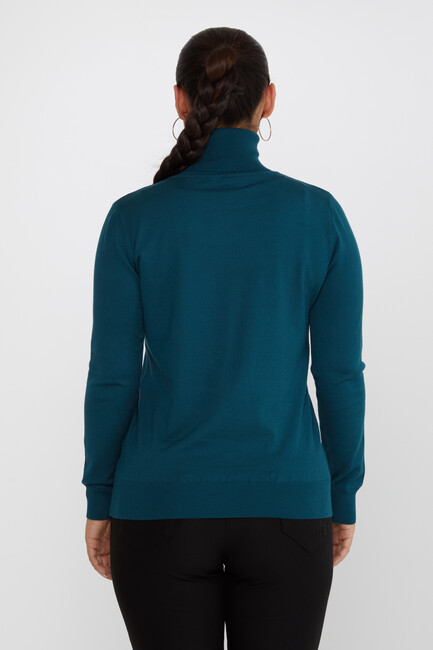 Women's Knitwear Basic Turtleneck Petrol - 11122 | KAZEE - Thumbnail