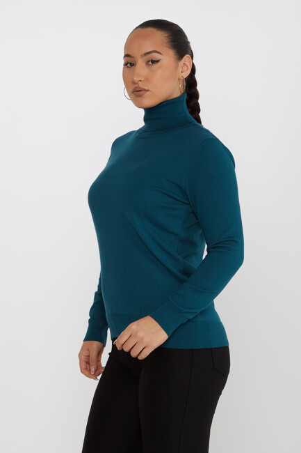 Women's Knitwear Basic Turtleneck Petrol - 11122 | KAZEE - Thumbnail