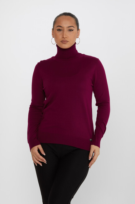 Women's Knitwear Basic Turtleneck Purple - 11122 | KAZEE - Thumbnail