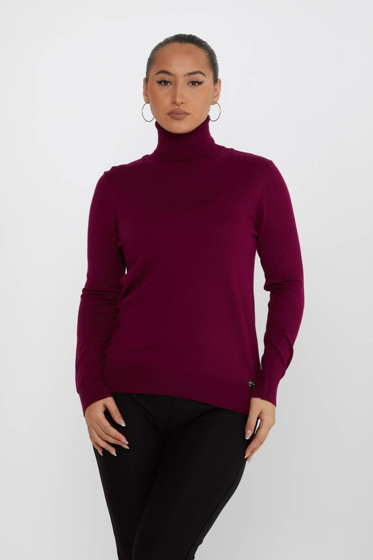 Women's Knitwear Basic Turtleneck Purple - 11122 | KAZEE