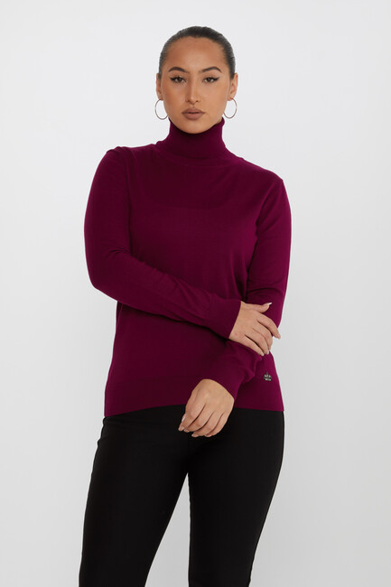 Women's Knitwear Basic Turtleneck Purple - 11122 | KAZEE - Thumbnail