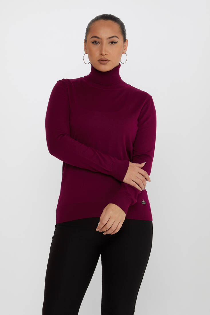 Women's Knitwear Basic Turtleneck Purple - 11122 | KAZEE