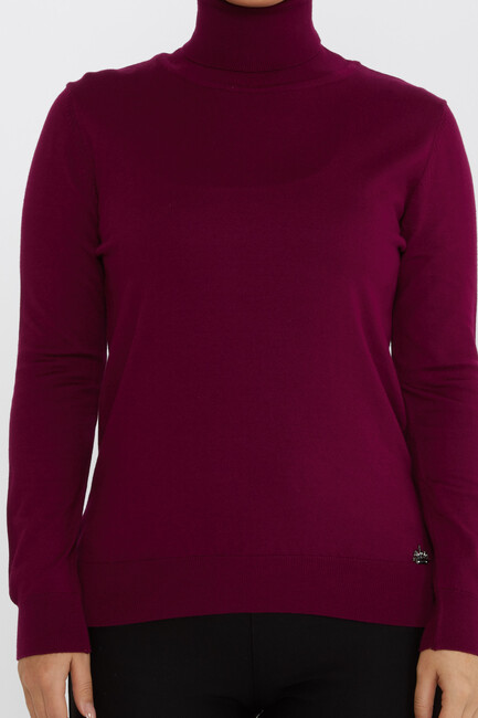 Women's Knitwear Basic Turtleneck Purple - 11122 | KAZEE - Thumbnail