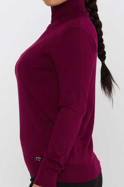 Women's Knitwear Basic Turtleneck Purple - 11122 | KAZEE - Thumbnail