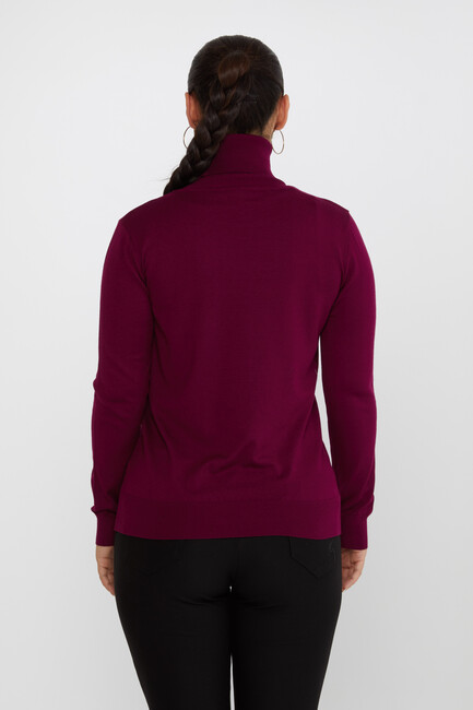 Women's Knitwear Basic Turtleneck Purple - 11122 | KAZEE - Thumbnail