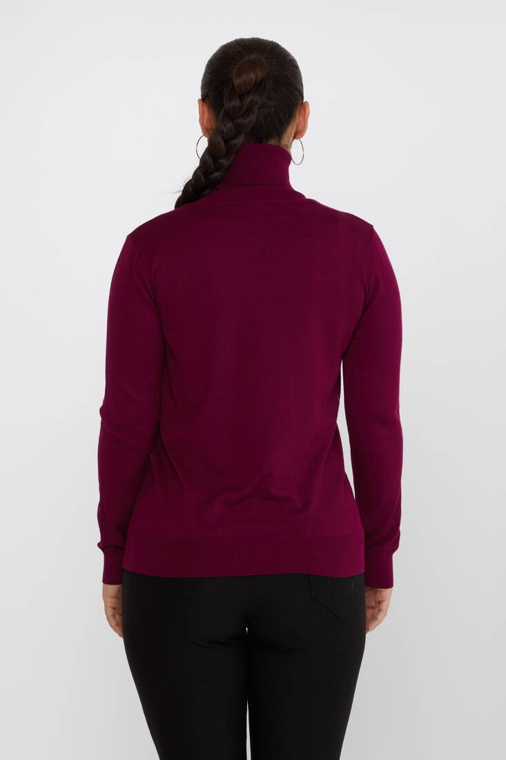 Women's Knitwear Basic Turtleneck Purple - 11122 | KAZEE