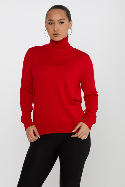 Women's Knitwear Basic Turtleneck Red - 11122 | KAZEE - Thumbnail