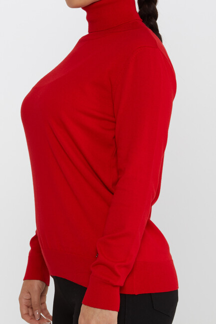 Women's Knitwear Basic Turtleneck Red - 11122 | KAZEE - Thumbnail