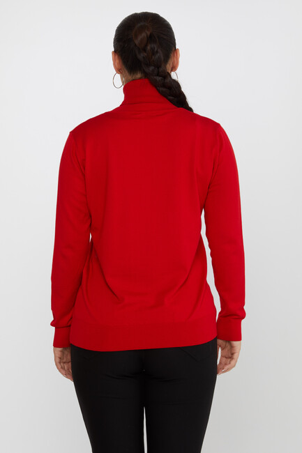 Women's Knitwear Basic Turtleneck Red - 11122 | KAZEE - Thumbnail