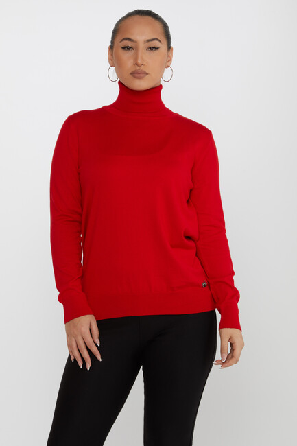 Women's Knitwear Basic Turtleneck Red - 11122 | KAZEE - Thumbnail