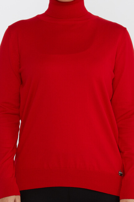 Women's Knitwear Basic Turtleneck Red - 11122 | KAZEE - Thumbnail