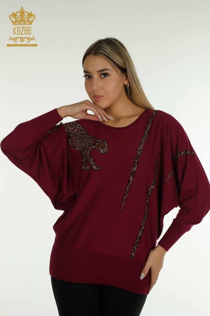 Women's Knitwear Batwing Sleeve Purple - 30633 | KAZEE - Thumbnail