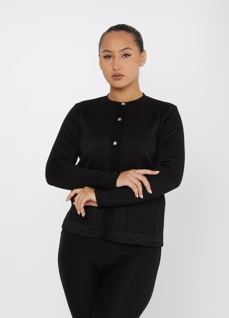 Women's Knitwear Button Detail Black - 30730 | KAZEE - Thumbnail