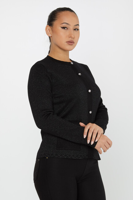 Women's Knitwear Button Detail Black - 30730 | KAZEE - Thumbnail