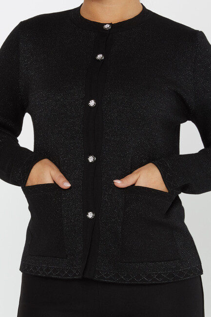 Women's Knitwear Button Detail Black - 30730 | KAZEE - Thumbnail