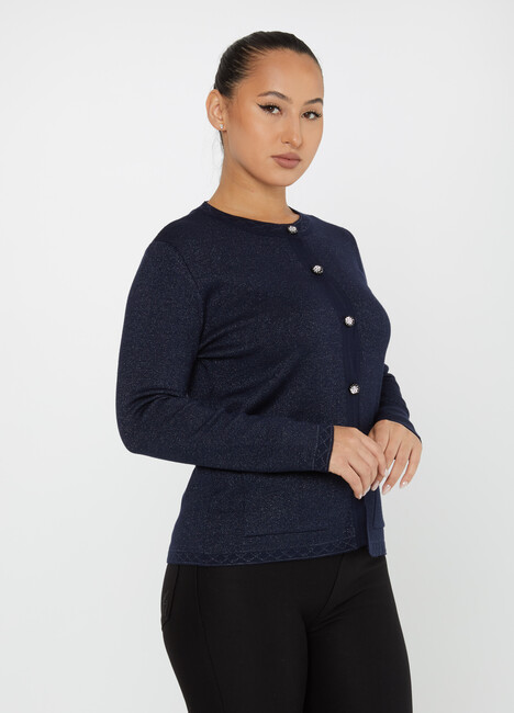 Women's Knitwear Button Detail Navy Blue - 30730 | KAZEE - Thumbnail