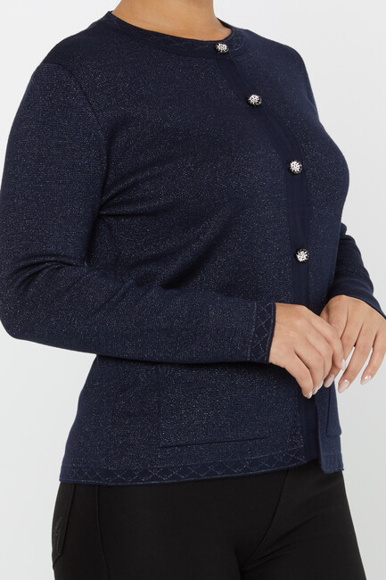 Women's Knitwear Button Detail Navy Blue - 30730 | KAZEE - Thumbnail