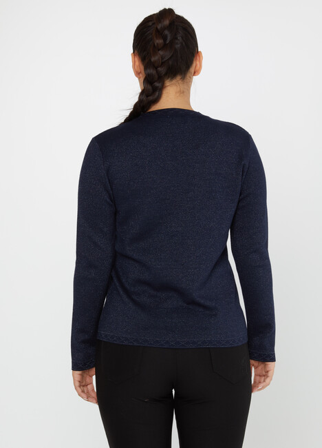 Women's Knitwear Button Detail Navy Blue - 30730 | KAZEE - Thumbnail