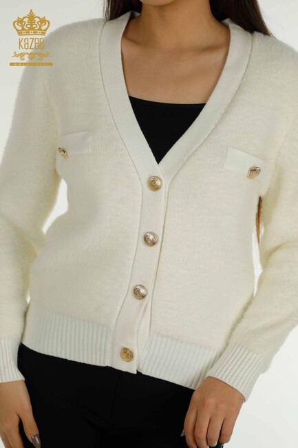 Women's Knitwear Cardigan Pocket Detail Ecru - 30626 | KAZEE - Thumbnail