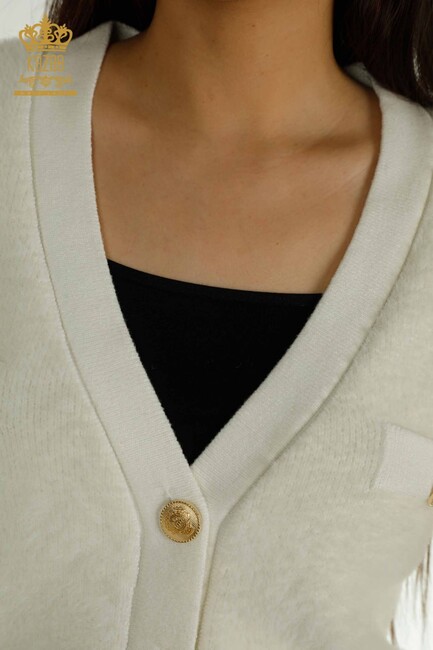 Women's Knitwear Cardigan Pocket Detail Ecru - 30626 | KAZEE - Thumbnail