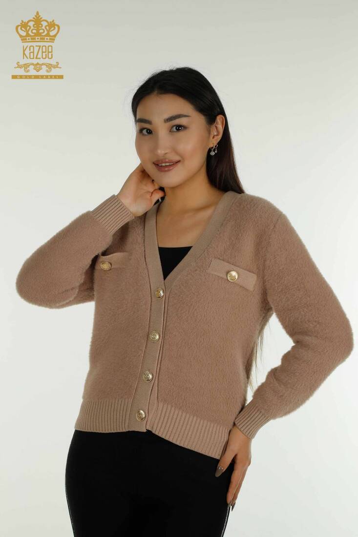 Women's Knitwear Cardigan Pocket Detail Mink - 30626 | KAZEE