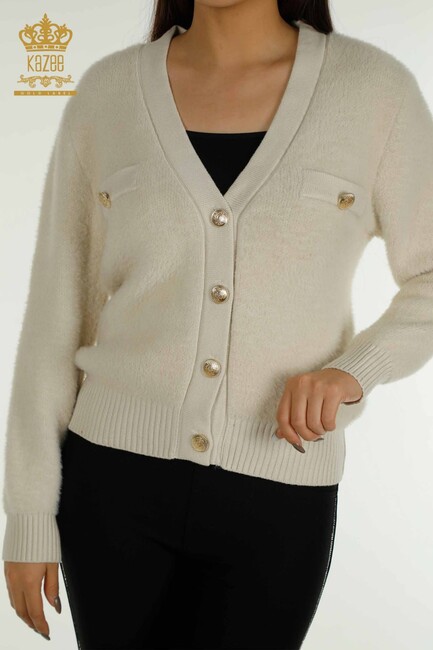 Women's Knitwear Cardigan Pocket Detail Stone - 30626 | KAZEE - Thumbnail