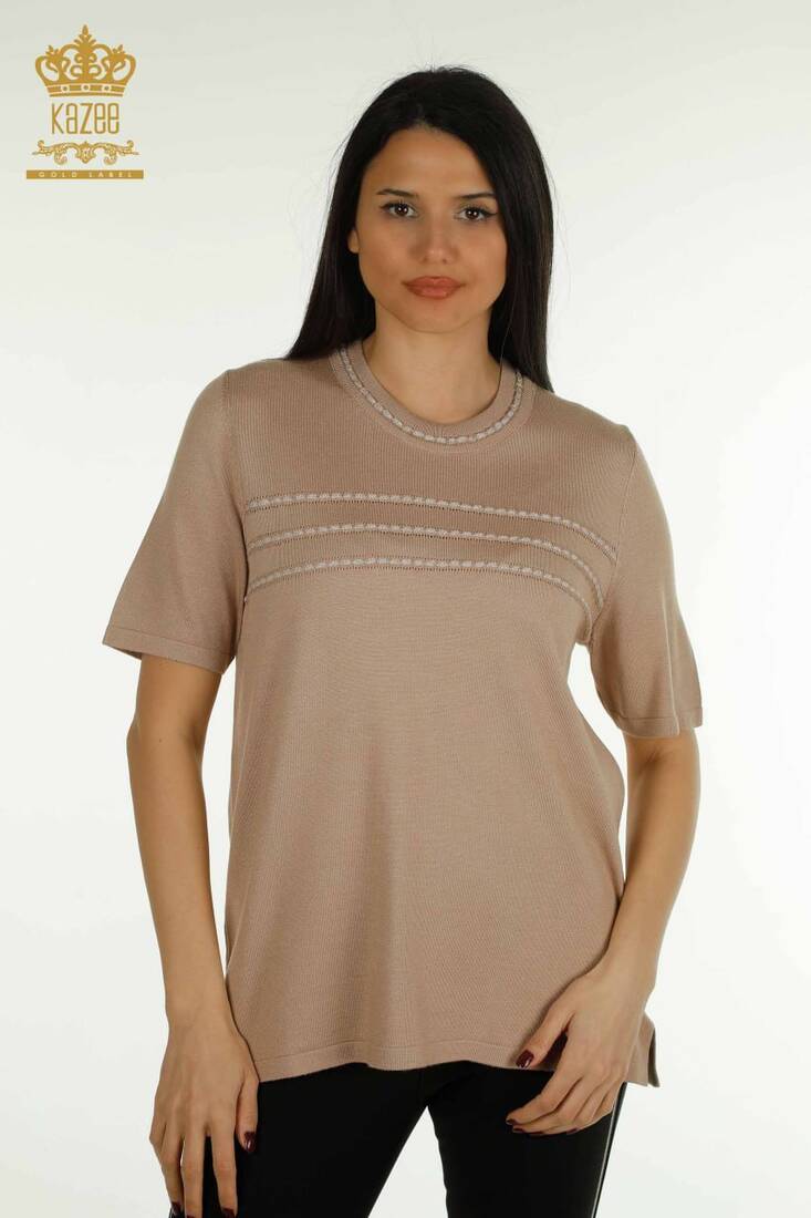 Women's Knitwear Crew Neck Beige - 30352 | KAZEE