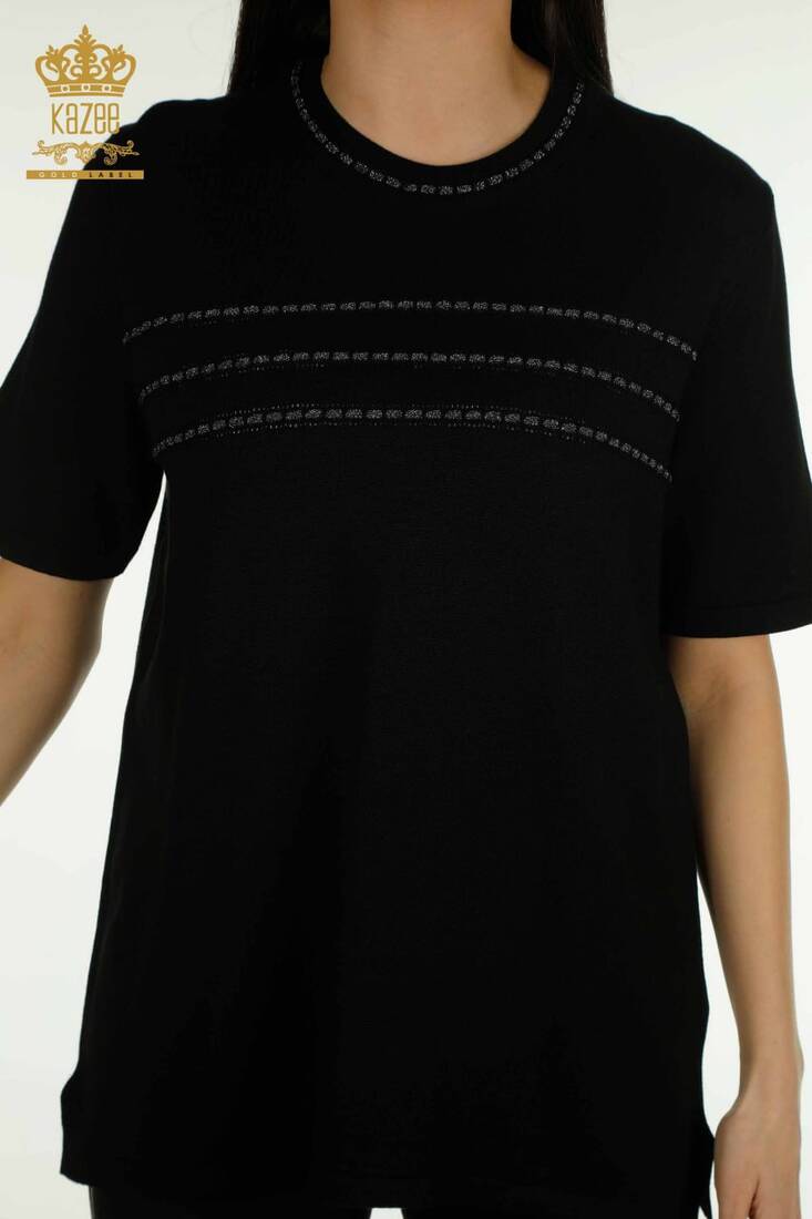 Women's Knitwear Crew Neck Black - 30352 | KAZEE