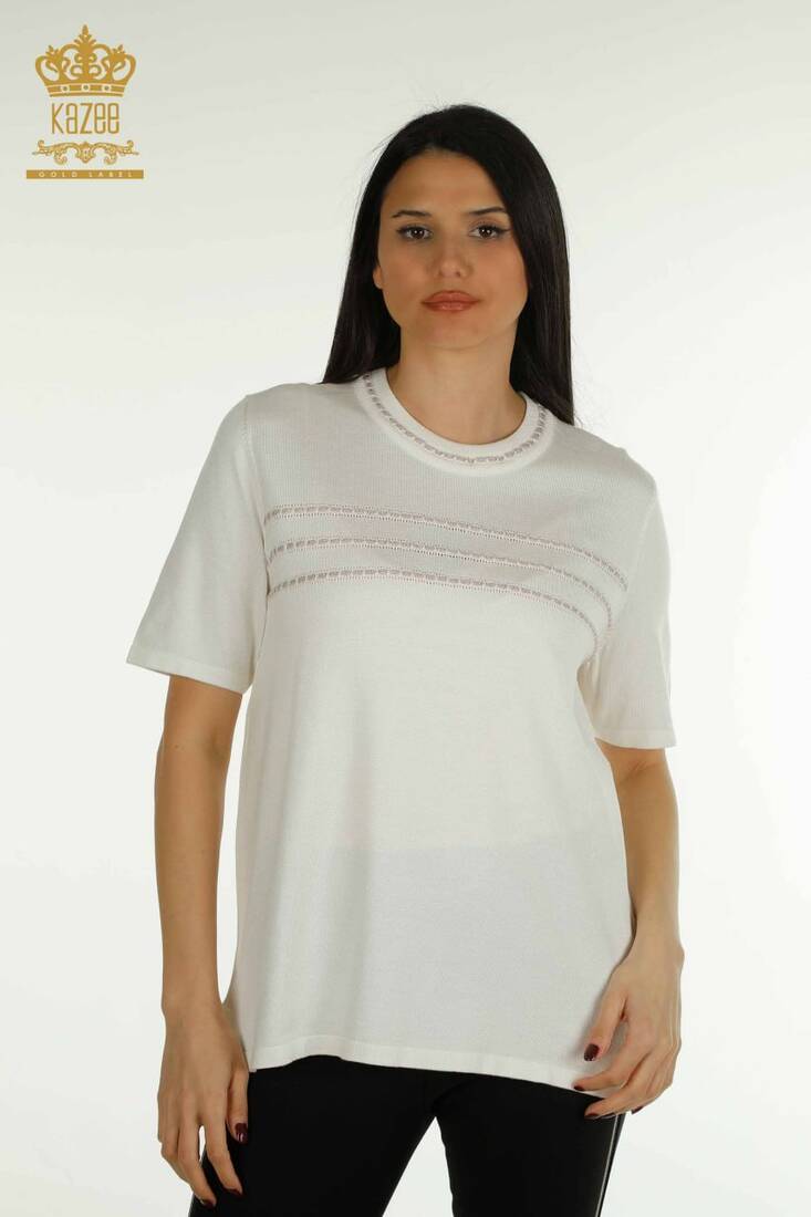 Women's Knitwear Crew Neck Ecru - 30352 | KAZEE