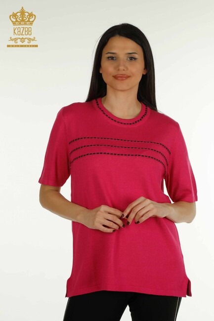 Women's Knitwear Crew Neck Fuchsia - 30352 | KAZEE - Thumbnail