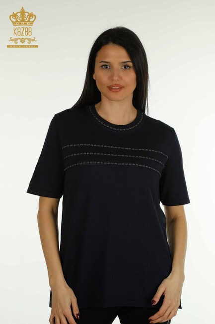 Women's Knitwear Crew Neck Navy Blue - 30352 | KAZEE - Thumbnail