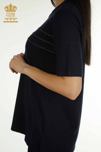 Women's Knitwear Crew Neck Navy Blue - 30352 | KAZEE - Thumbnail