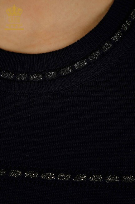 Women's Knitwear Crew Neck Navy Blue - 30352 | KAZEE - Thumbnail