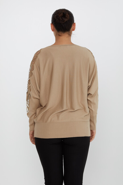 Women's Knitwear Embroidered Beige - 30752 | KAZEE - Thumbnail