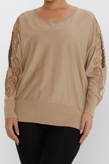 Women's Knitwear Embroidered Beige - 30752 | KAZEE - Thumbnail