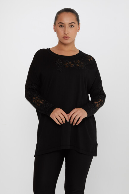 Women's Knitwear Embroidered Black - 30527 | KAZEE - Thumbnail