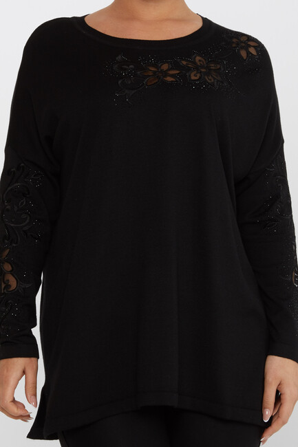 Women's Knitwear Embroidered Black - 30527 | KAZEE - Thumbnail