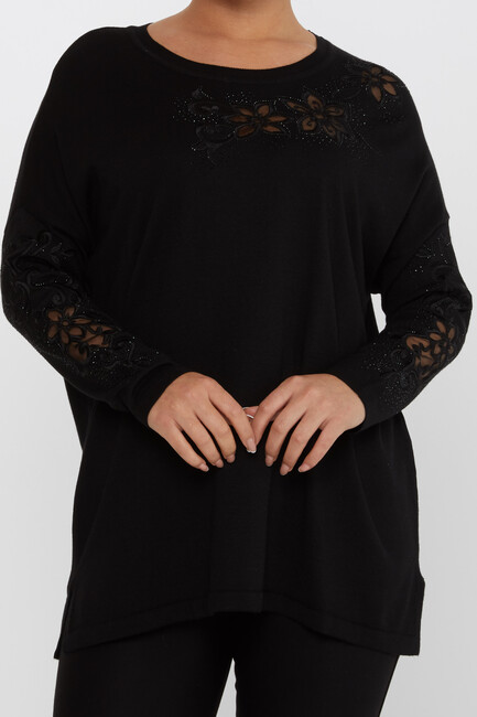 Women's Knitwear Embroidered Black - 30527 | KAZEE - Thumbnail