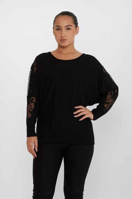 Women's Knitwear Embroidered Black - 30752 | KAZEE - Thumbnail